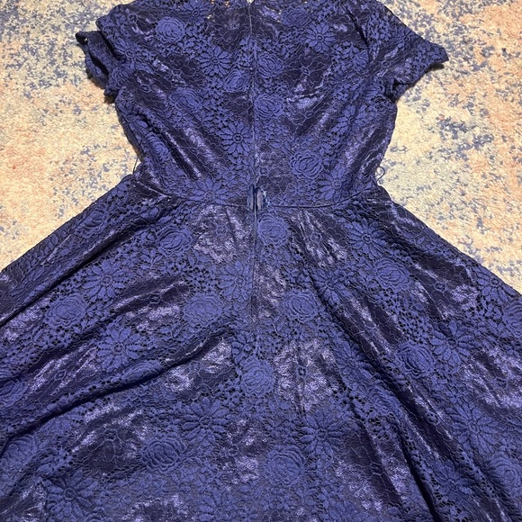 Jodi Kristopher Navy Lace Fit & Flare Dress - Size 9 - Picture 2 of 3